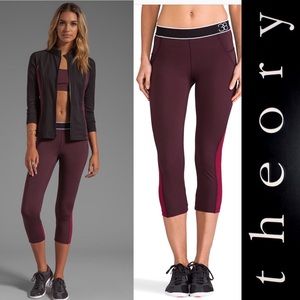 Theory38 Cranberry Workout Pants Activewear Bottom In Dark Cherry Red